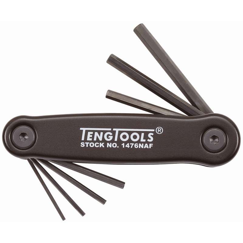 Hex Key Set Folding AF 7pcs Alu Case - 1476NAF