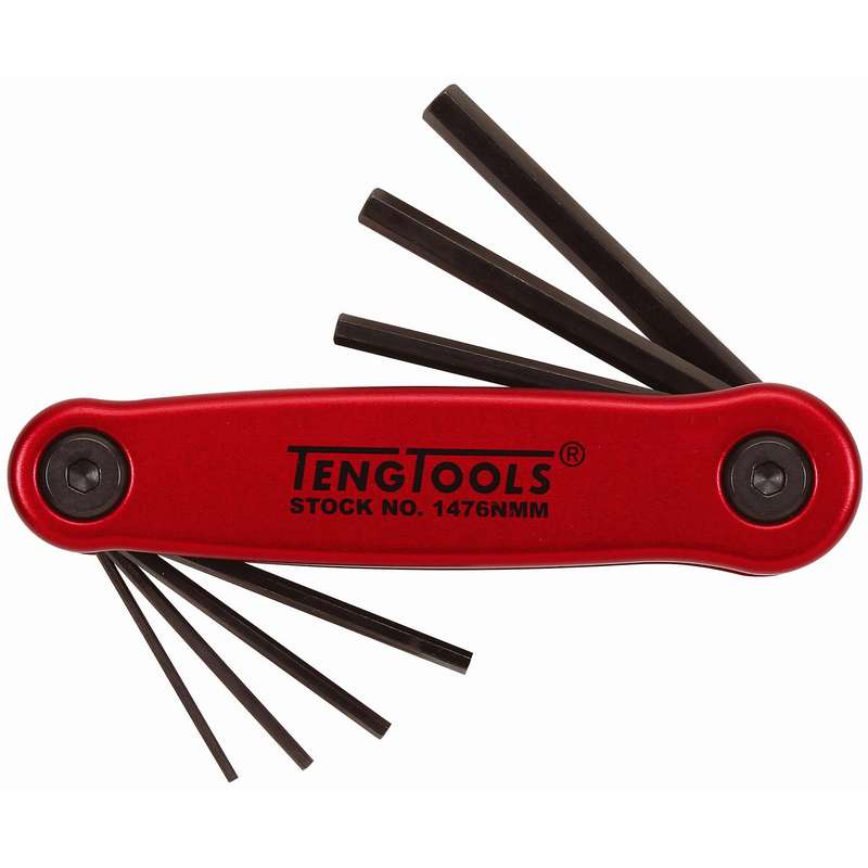 Hex Key Set Folding MM 7pcs Alu Case - 1476NMM