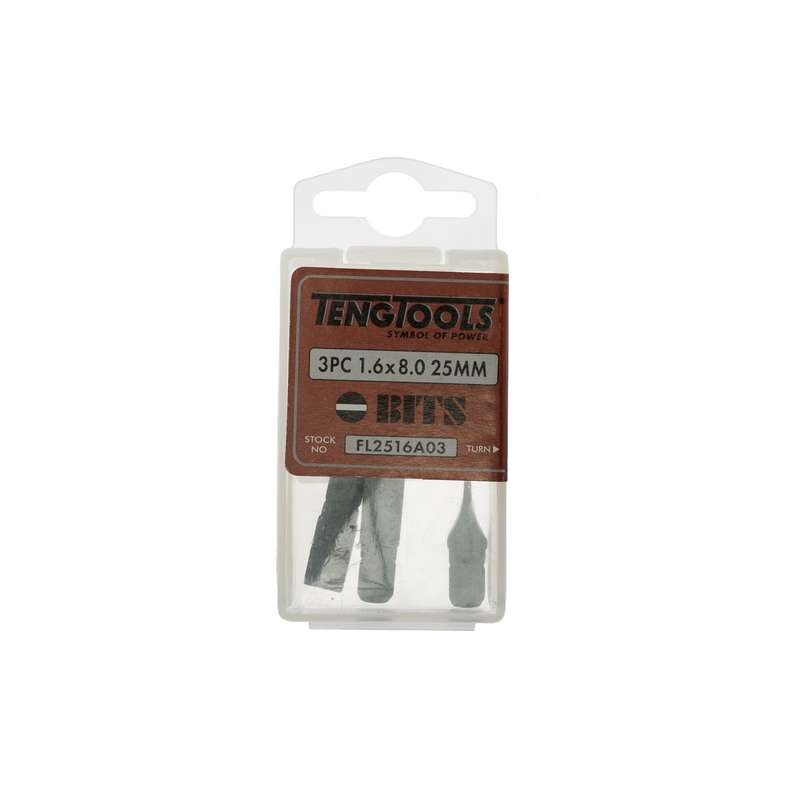 Bit 8.0mm Flat 25mm 1/4 Hex dr 3pcs - FL2516A03