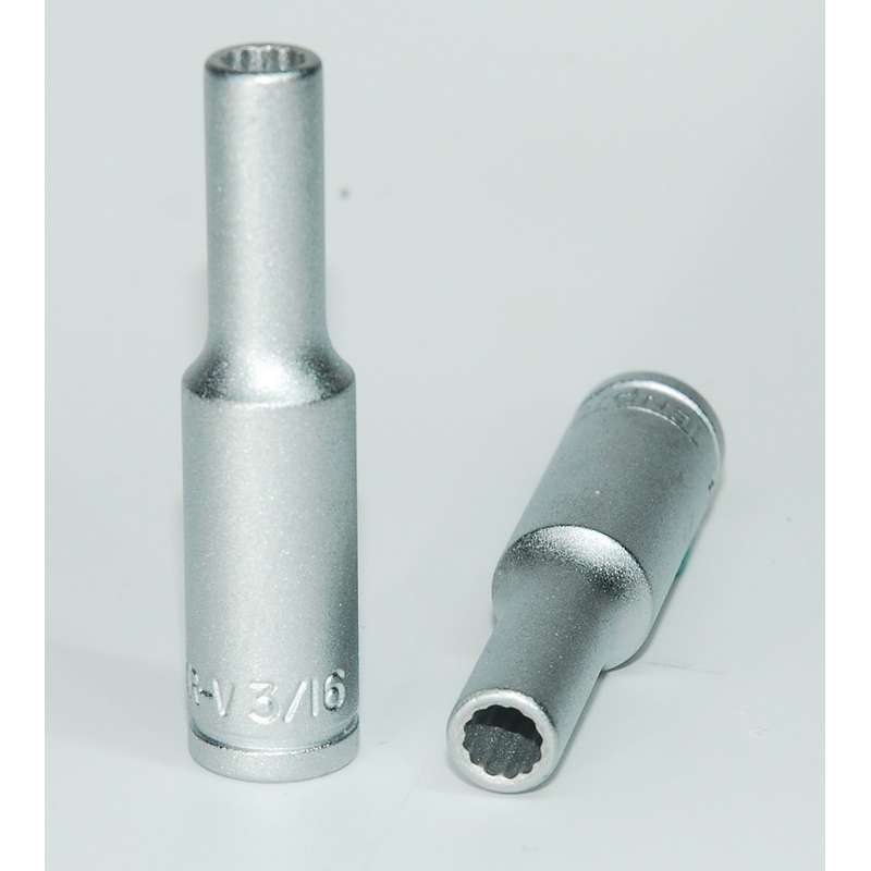 Socket Deep 1/4 in Dr 12pt 3/16 in - M14020612-C