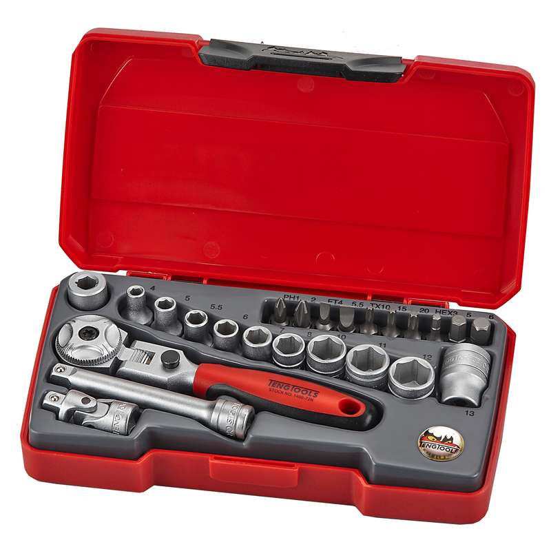 Socket Set 1/4in dr MM 20pcs Stubby - T1424S