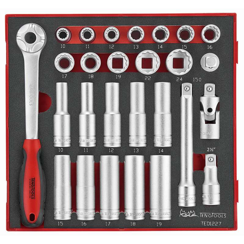 Socket Set 1/2 inch Drive 27 Pieces - TED1227