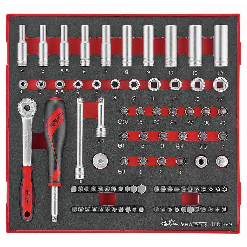 Socket Set 1/4 inch Drive 89 Pieces - TED1489