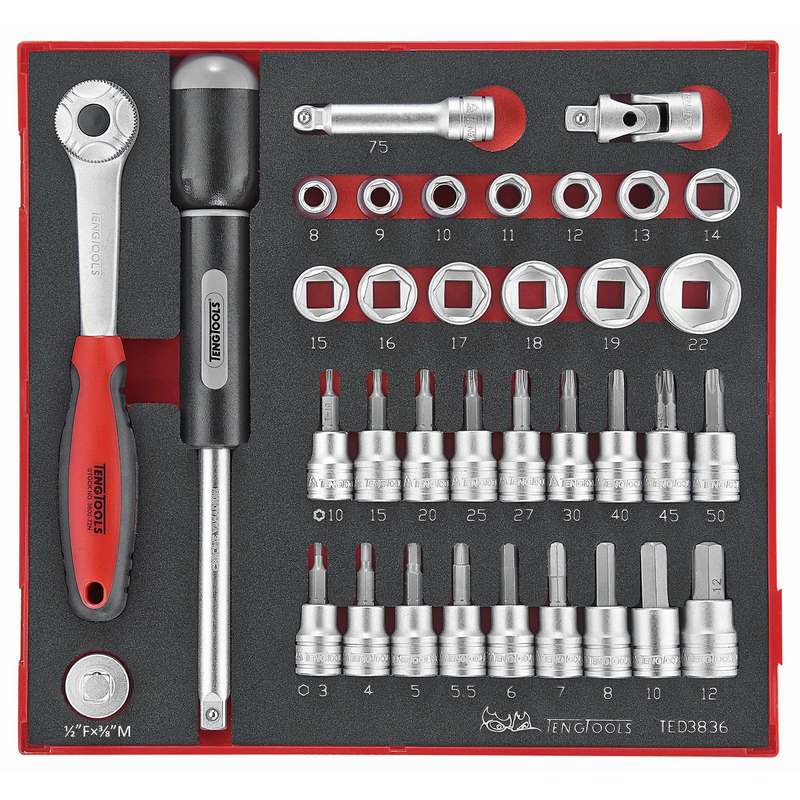 Socket Set 3/8 inch Drive 36 Pieces - TED3836