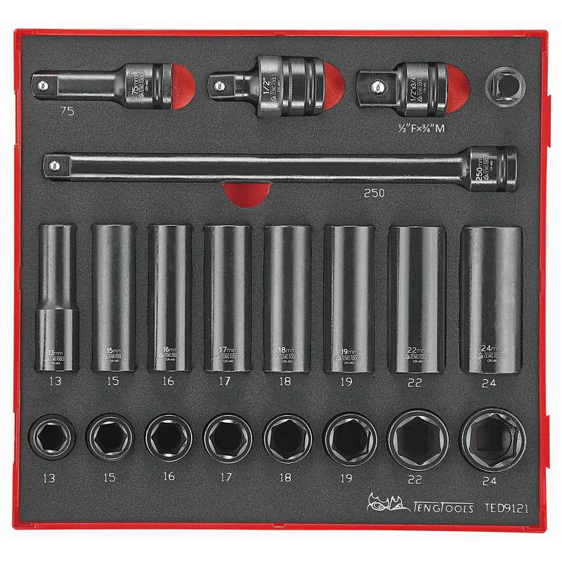 Impact Socket Set 1/2in Drive 21pcs - TED9121