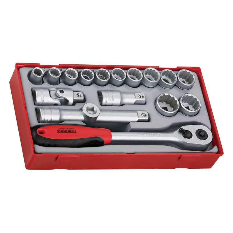 Socket Set 1/2 inch Drive 12 Pt 18pcs - TT1218