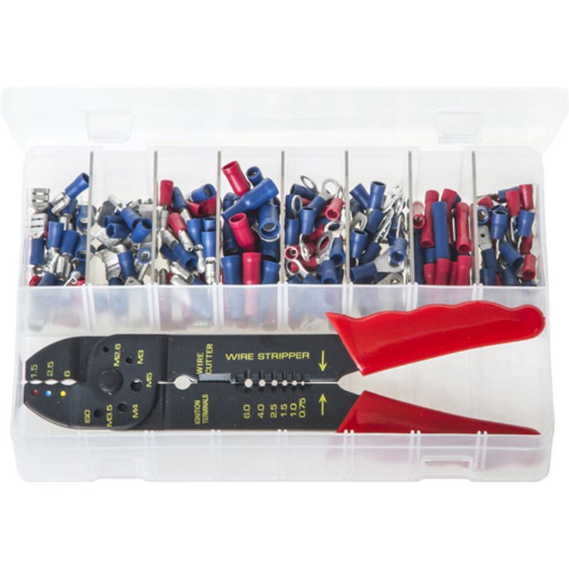 Terminals Insulated   Red & Blue with Crimping Pliers