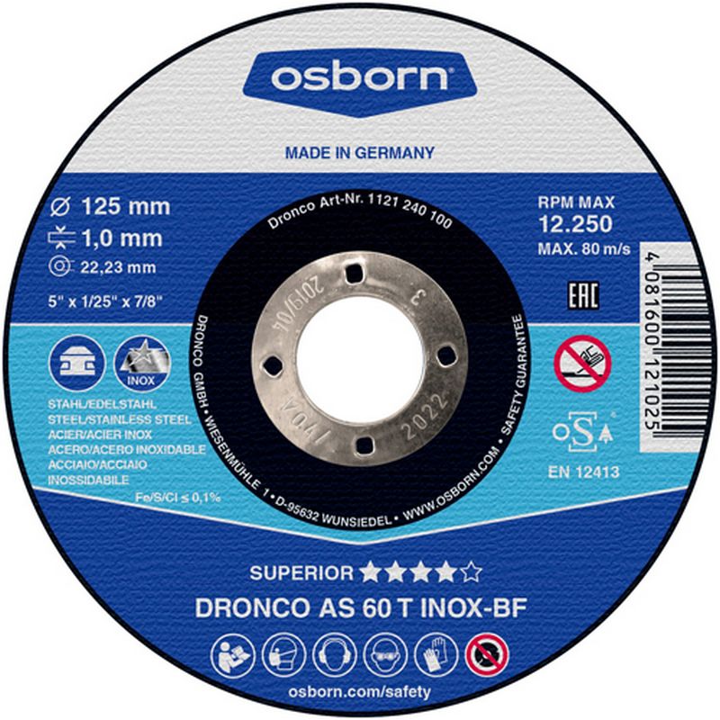 OSBORN '1 mm Inox Special' Flat Metal Cutting Discs DCD51