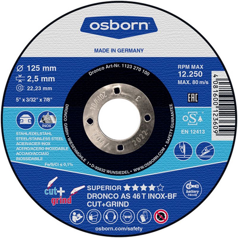 OSBORN 'Inox Special' Cut+Grind Discs   Depressed Centre DCG1