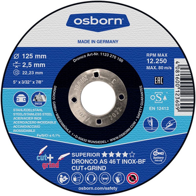 OSBORN 'Inox Special' Cut+Grind Discs   Depressed Centre DCG1