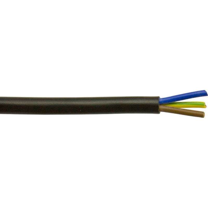 50m Mains Cable 3-core PVC Black 15amps EC1204