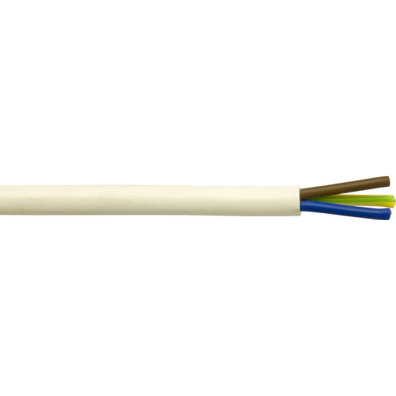 50m Mains Cable 3-core PVC White 15 amps EC1207
