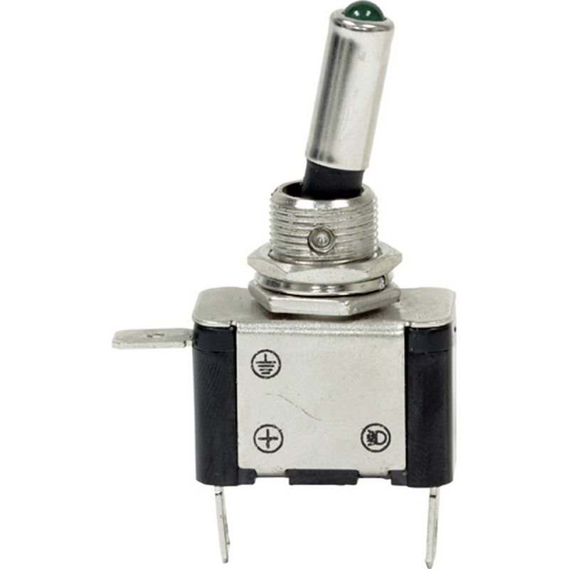 Pack of 10 12V LED Metal Toggle Switches - Green EC65