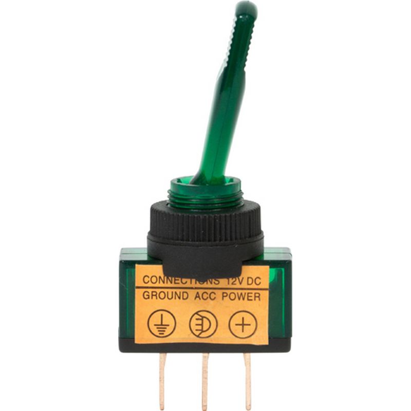 Pack of 10 12V Illuminated Toggle Switches - Green EC76