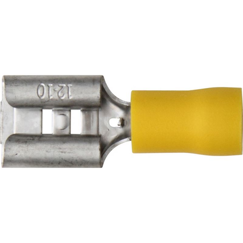 Pack of 100 Terminals Yellow Push-On Fem 9.5mm ET12