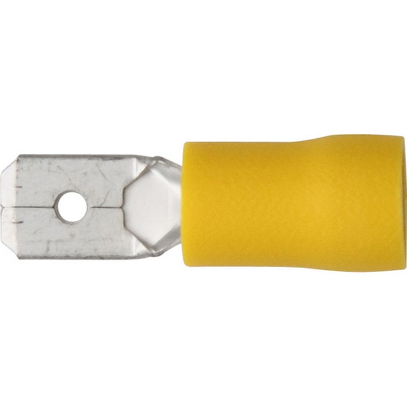 Pack of 100 Terminals Yellow Push-On Male 6.3mm ET38