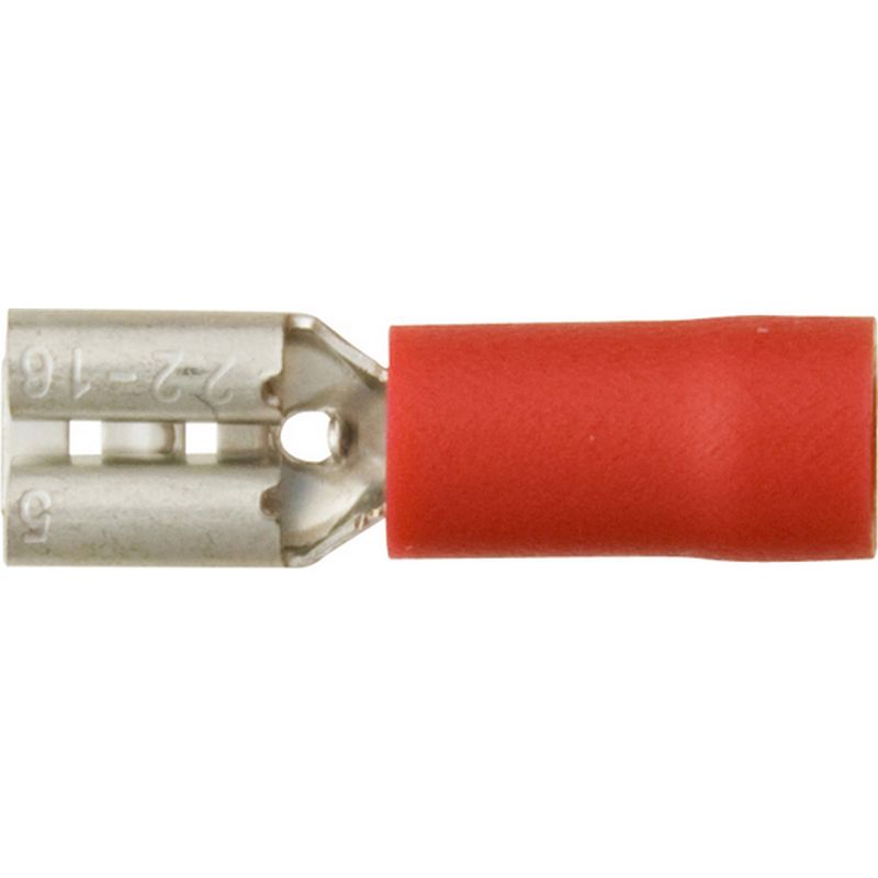 Pack of 100 Terminals Red Push-On Female 4.8m ET4