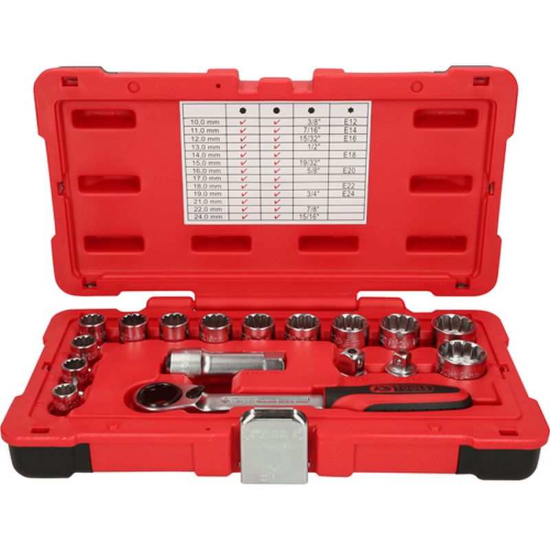 KS TOOLS 'TRIPLEplus<sup>&reg;</sup>' 19 mm Drive (3/8" & 1/2") 'Go Through' Socket Set K916.4050
