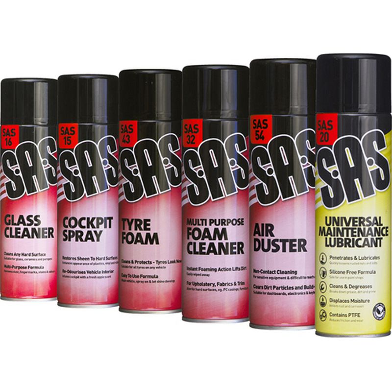 S?A?S Assorted Pack   Valeting Aerosols 500ml SASV