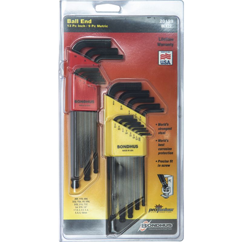 BONDHUS Ball Hex Driver Sets   Metric & Imperial Twin Pack TNB20199